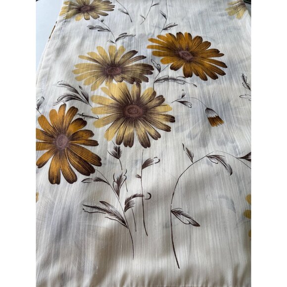 Vintage 1970s cream curtain, large brown, orange flowers, pleated, price for 1 - Picture 5 of 10